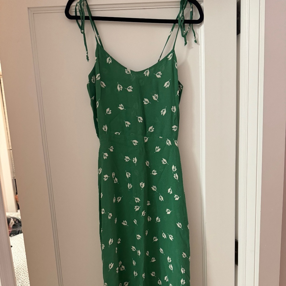 Reformation Green Tie Midi Dress - Floral - Sz 8